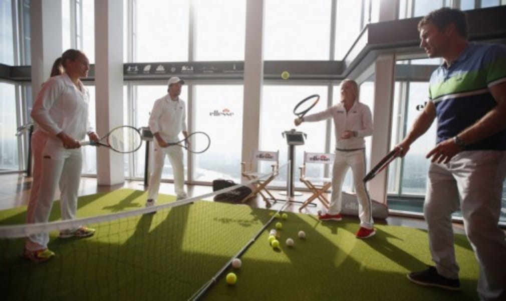 Former Wimbledon champion Pat Cash took part in a unique game of mixed doubles as ellesse hosted EuropeÈs highest tennis rally at the top of The Shard